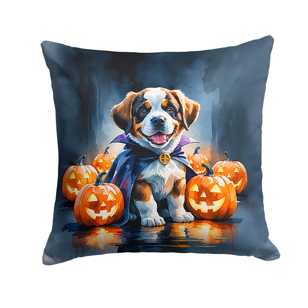 Saint Bernard Puppy Halloween Decorative Throw Pillow 14x14 Indoor Outdoor Accent Cushion, Fabric Cover with Insert for Sofa, Bed, Porch & Living Room