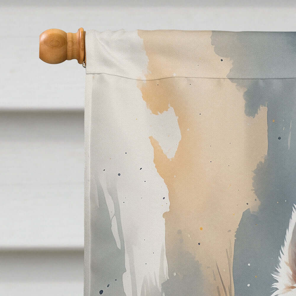 Samoyed Puppy Halloween House Flag 28x40 Porch Sleeve Pole Decorative Outside Yard Banner Artwork Wall Hanging, Polyester