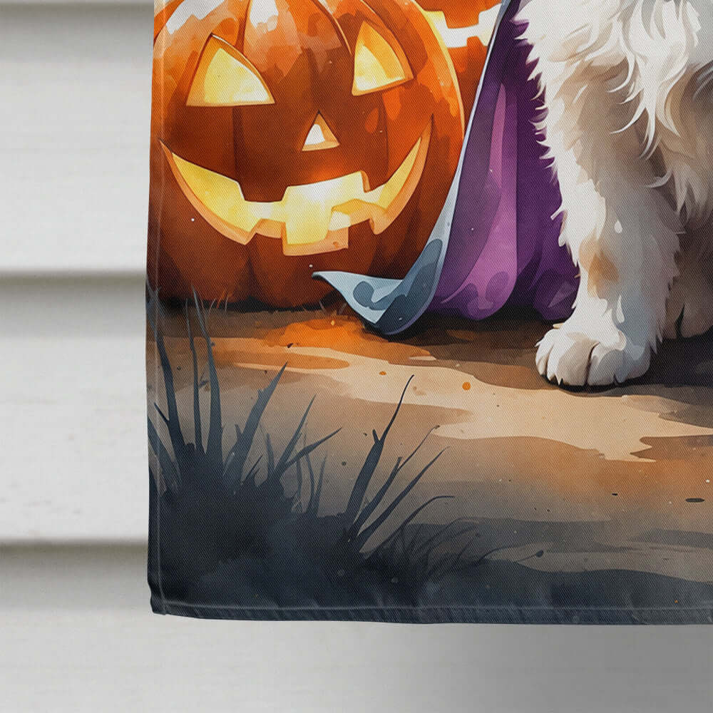 Samoyed Puppy Halloween House Flag 28x40 Porch Sleeve Pole Decorative Outside Yard Banner Artwork Wall Hanging, Polyester