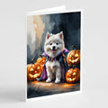 Samoyed Puppy Halloween Greeting Cards Pack of 8 Blank Cards with Envelopes Whimsical A7 Size 5x7