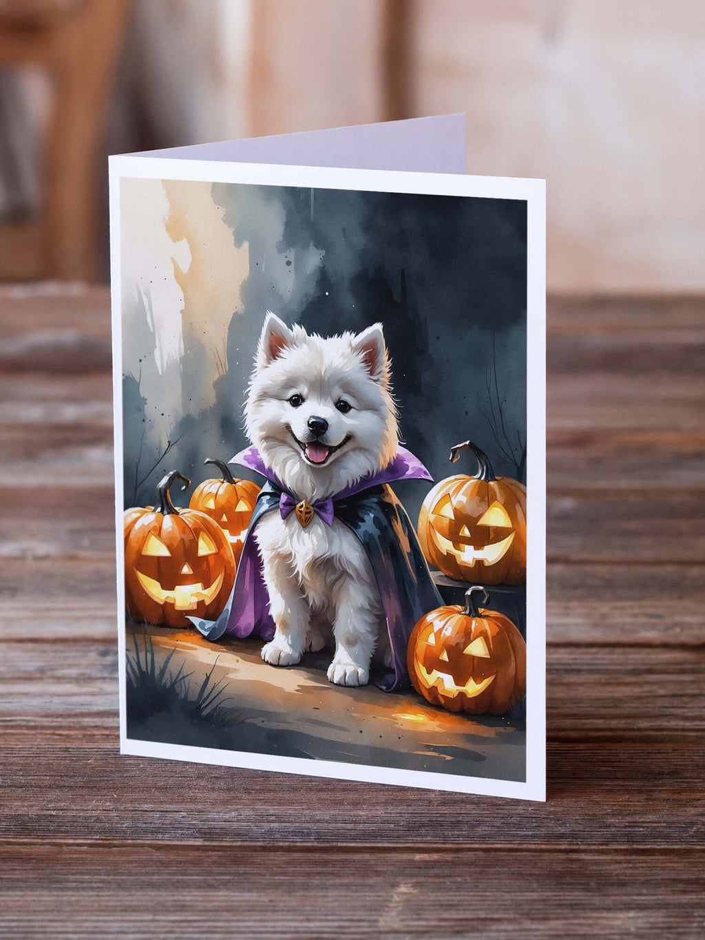Samoyed Puppy Halloween Greeting Cards Pack of 8 Blank Cards with Envelopes Whimsical A7 Size 5x7