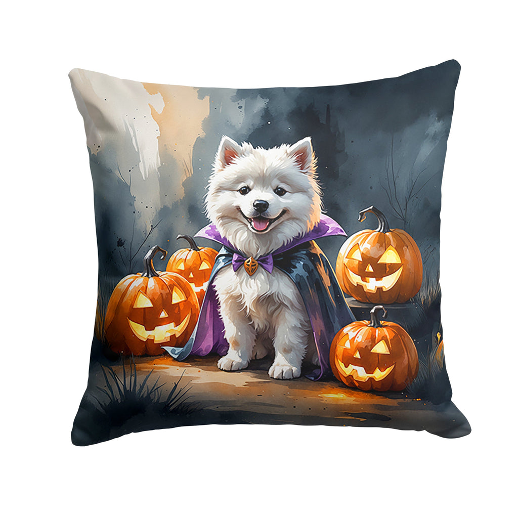 Samoyed Puppy Halloween Decorative Throw Pillow 18x18 Indoor Outdoor Accent Cushion, Fabric Cover with Insert for Sofa, Bed, Porch & Living Room