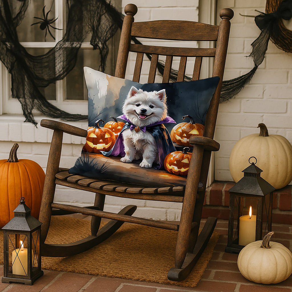 Samoyed Puppy Halloween Decorative Throw Pillow 18x18 Indoor Outdoor Accent Cushion, Fabric Cover with Insert for Sofa, Bed, Porch & Living Room