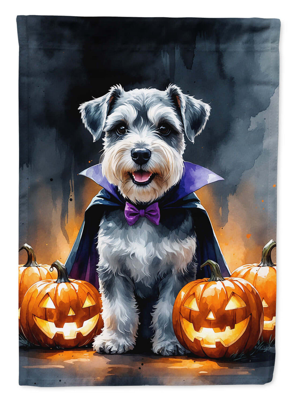 Schnauzer Puppy Halloween House Flag 28x40 Porch Sleeve Pole Decorative Outside Yard Banner Artwork Wall Hanging, Polyester