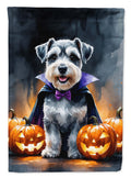 Schnauzer Puppy Halloween House Flag 28x40 Porch Sleeve Pole Decorative Outside Yard Banner Artwork Wall Hanging, Polyester