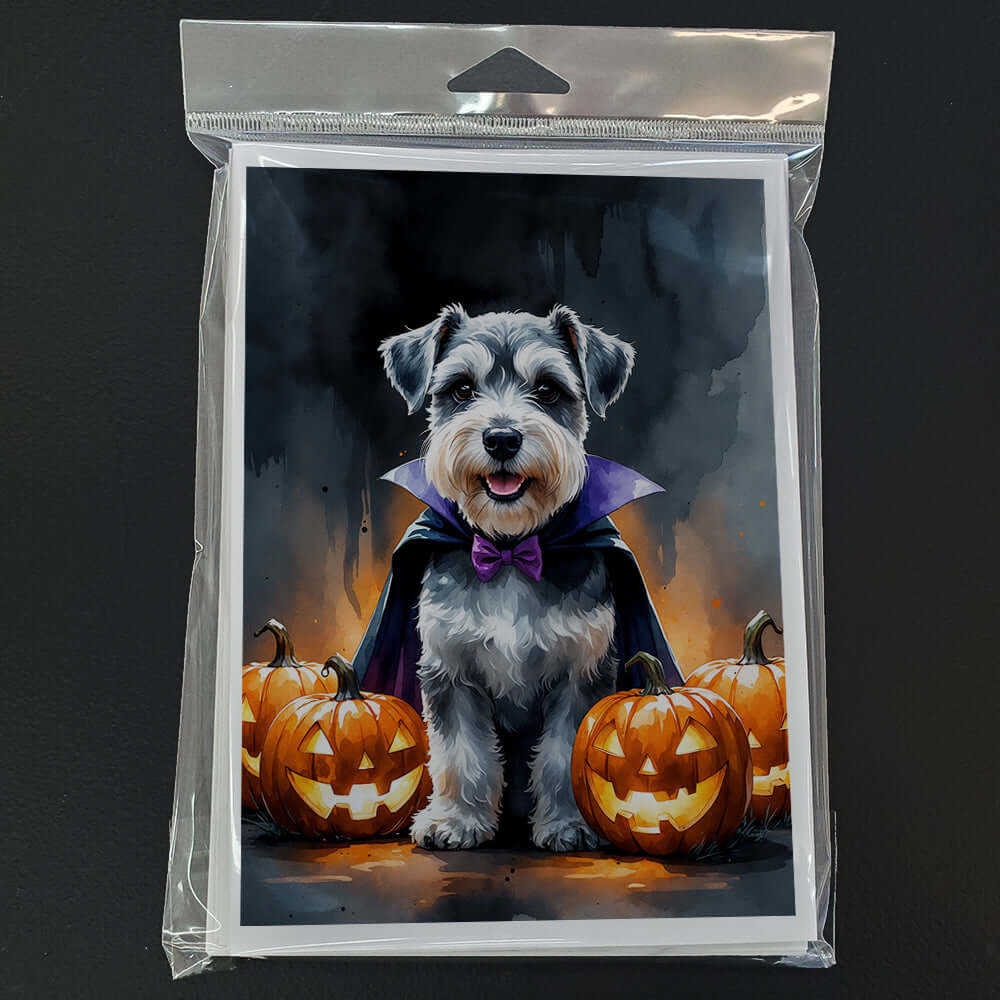 Schnauzer Puppy Halloween Greeting Cards Pack of 8 Blank Cards with Envelopes Whimsical A7 Size 5x7