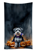 Schnauzer Puppy Halloween Kitchen Towel Velour Plush Front and Cotton Loop Back Machine Washable