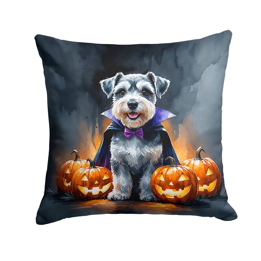 Schnauzer Puppy Halloween Decorative Throw Pillow 14x14 Indoor Outdoor Accent Cushion, Fabric Cover with Insert for Sofa, Bed, Porch & Living Room