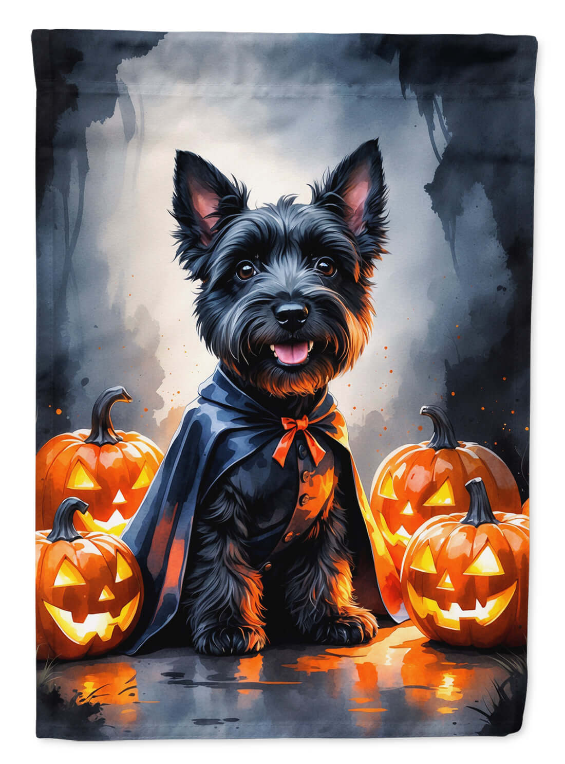 Scottish Terrier Puppy Halloween House Flag 28x40 Porch Sleeve Pole Decorative Outside Yard Banner Artwork Wall Hanging, Polyester