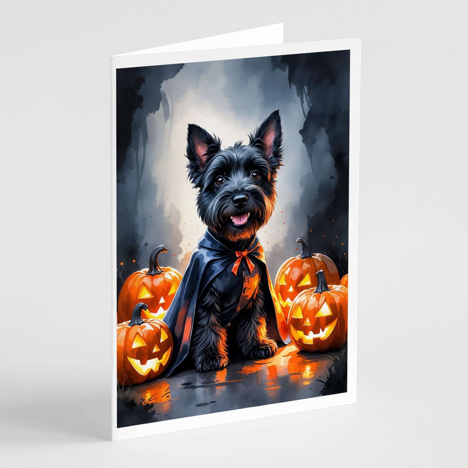 Scottish Terrier Puppy Halloween Greeting Cards Pack of 8 Blank Cards with Envelopes Whimsical A7 Size 5x7