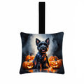 Scottish Terrier Puppy Halloween Hanging Square Fabric Ornament 3.5 × 3.5 Decorative Door-Knob & Tree Hanger, Soft Fabric