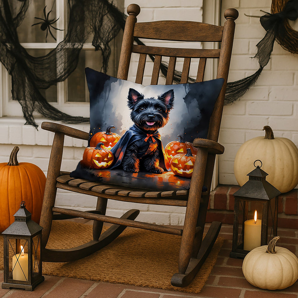 Scottish Terrier Puppy Halloween Decorative Throw Pillow 18x18 Indoor Outdoor Accent Cushion, Fabric Cover with Insert for Sofa, Bed, Porch & Living Room