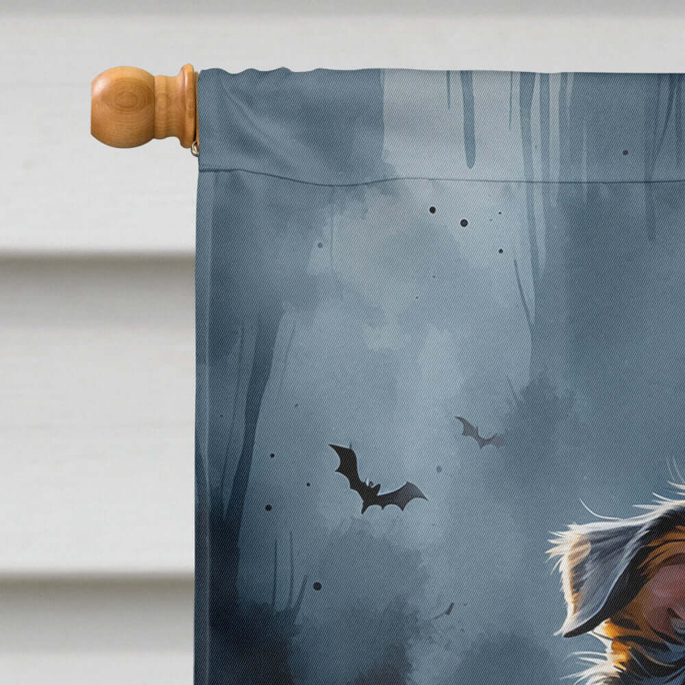 Sheltie Puppy Halloween House Flag 28x40 Porch Sleeve Pole Decorative Outside Yard Banner Artwork Wall Hanging, Polyester