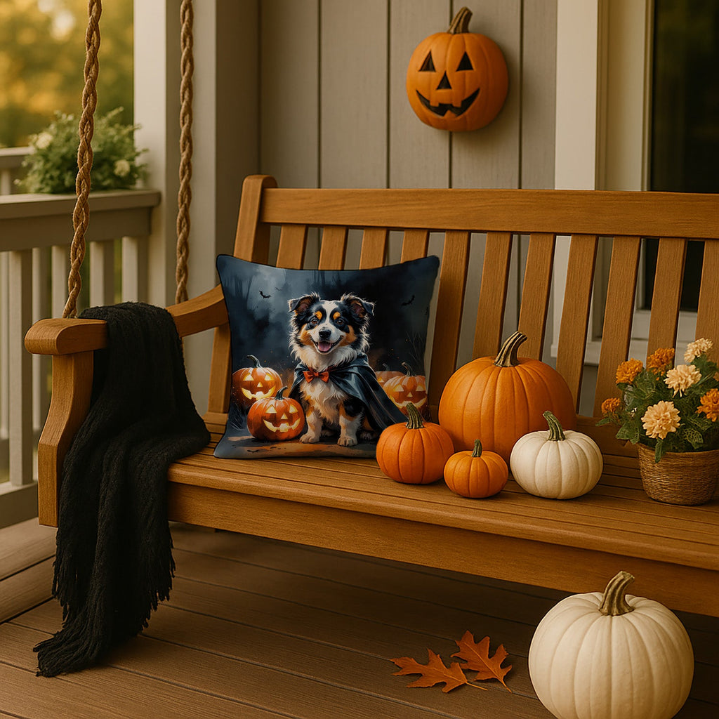 Sheltie Puppy Halloween Decorative Throw Pillow 14x14 Indoor Outdoor Accent Cushion, Fabric Cover with Insert for Sofa, Bed, Porch & Living Room