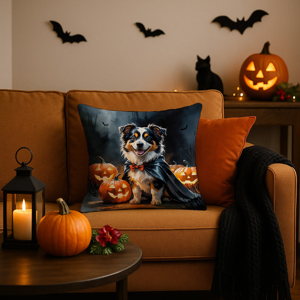 Sheltie Puppy Halloween Decorative Throw Pillow 18x18 Indoor Outdoor Accent Cushion, Fabric Cover with Insert for Sofa, Bed, Porch & Living Room