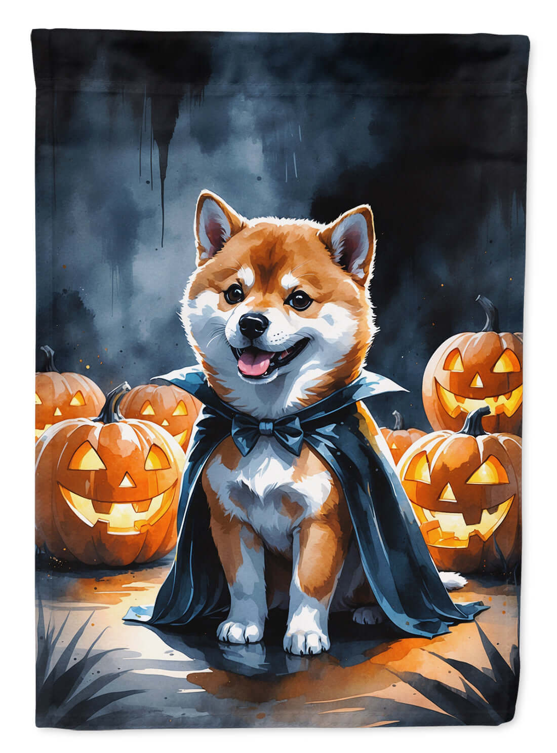 Shiba Inu Puppy Halloween House Flag 28x40 Porch Sleeve Pole Decorative Outside Yard Banner Artwork Wall Hanging, Polyester