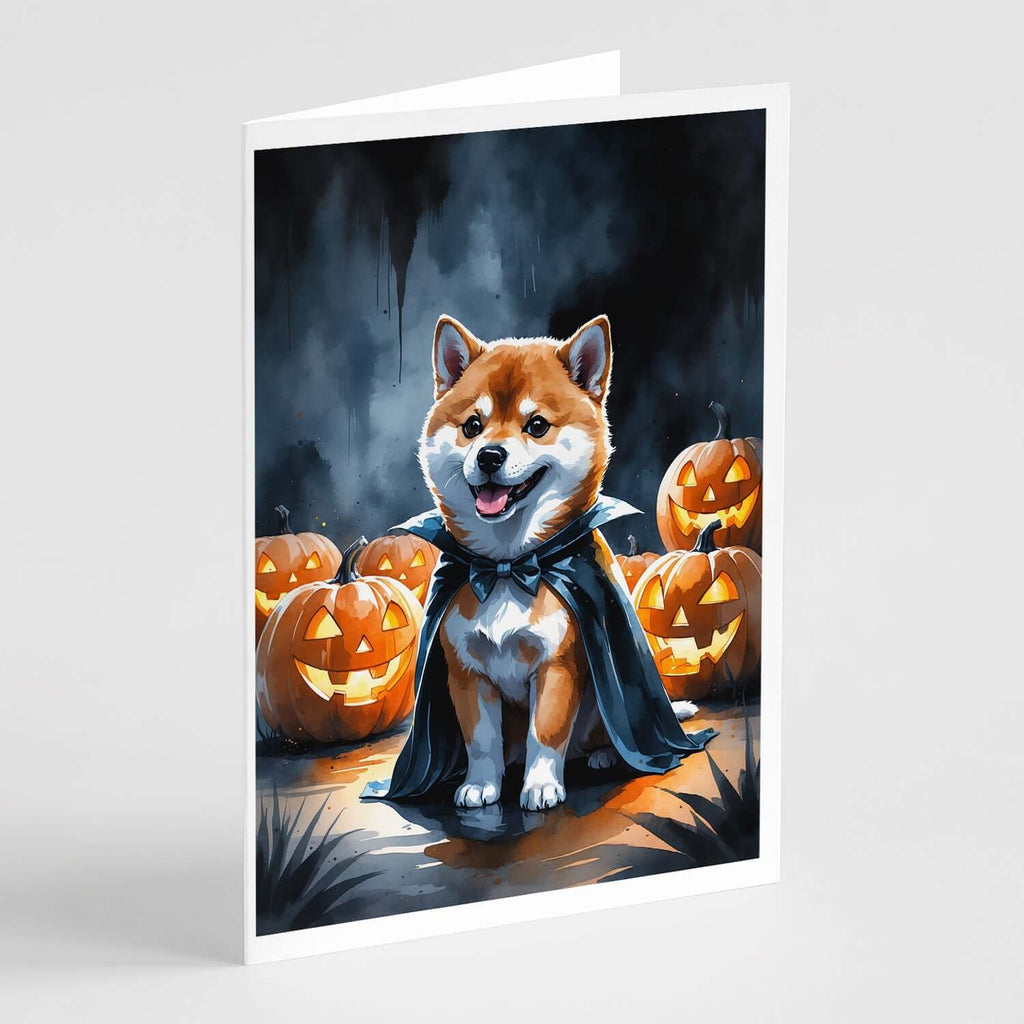 Shiba Inu Puppy Halloween Greeting Cards Pack of 8 Blank Cards with Envelopes Whimsical A7 Size 5x7