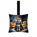 Shiba Inu Puppy Halloween Hanging Square Fabric Ornament 3.5 × 3.5 Decorative Door-Knob & Tree Hanger, Soft Fabric