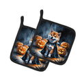 Shiba Inu Puppy Halloween Pot Holder Set of 2 Heat Resistant Quilted Hot Pads 7.5 x 7.5 Inch, Insulated Kitchen Trivets for Cooking & Baking