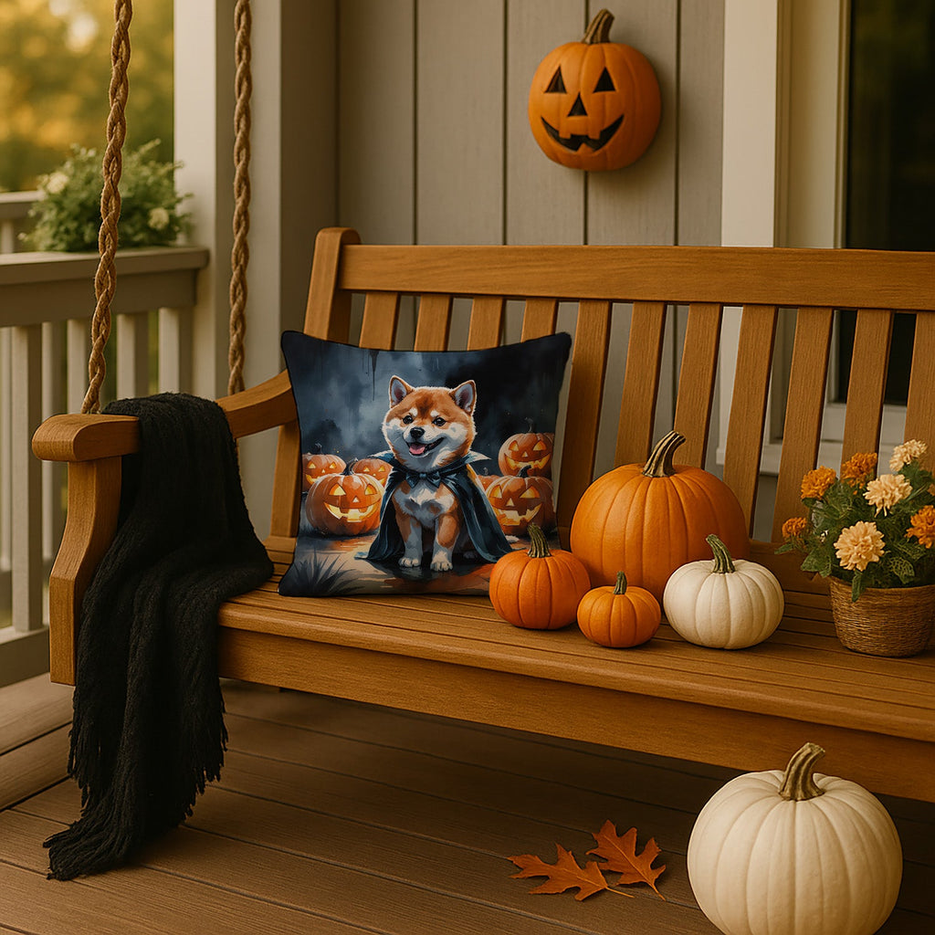 Shiba Inu Puppy Halloween Decorative Throw Pillow 14x14 Indoor Outdoor Accent Cushion, Fabric Cover with Insert for Sofa, Bed, Porch & Living Room