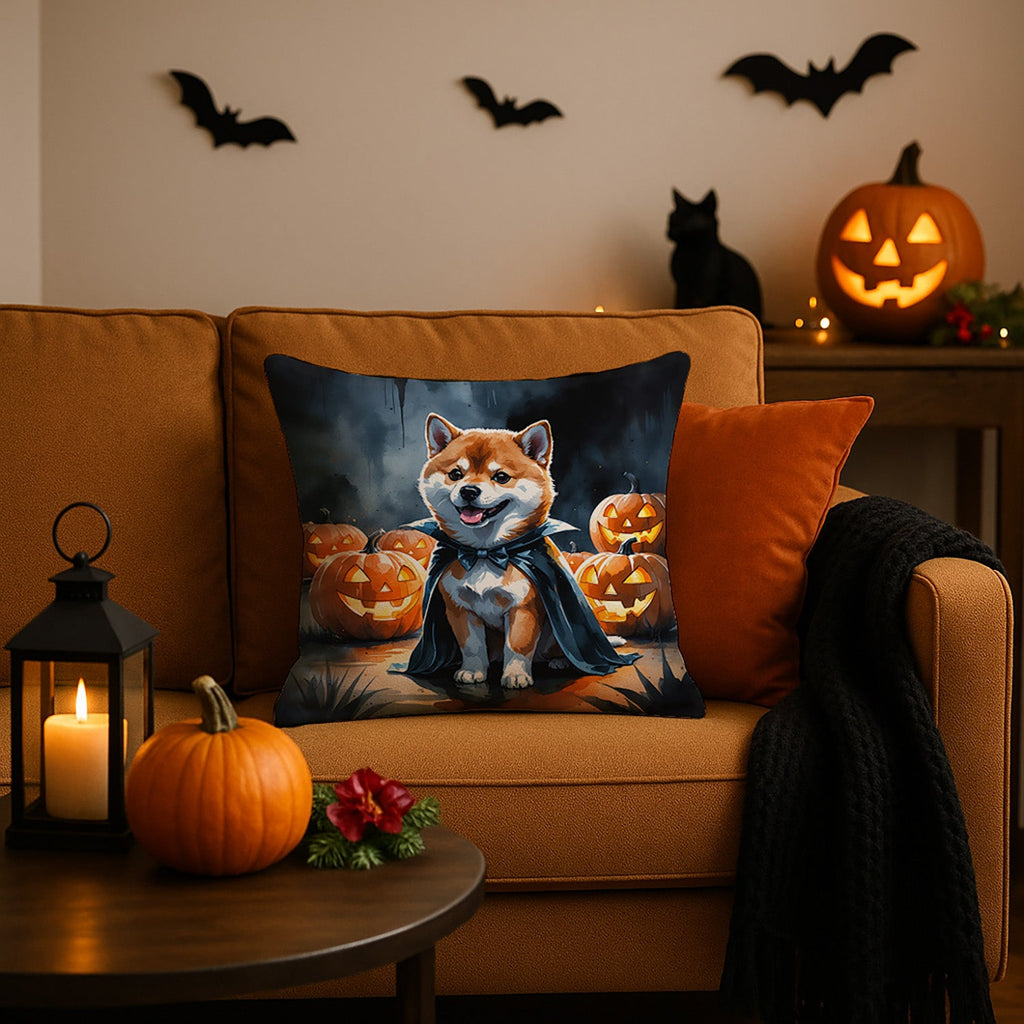 Shiba Inu Puppy Halloween Decorative Throw Pillow 18x18 Indoor Outdoor Accent Cushion, Fabric Cover with Insert for Sofa, Bed, Porch & Living Room