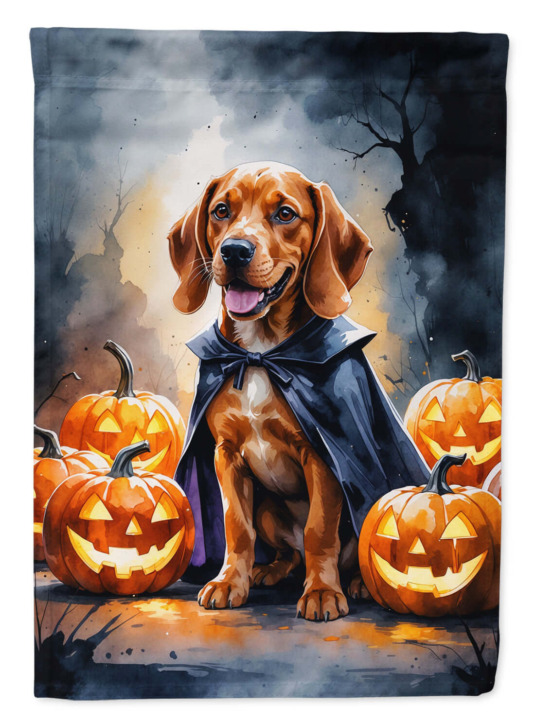 Vizsla Puppy Halloween House Flag 28x40 Porch Sleeve Pole Decorative Outside Yard Banner Artwork Wall Hanging, Polyester