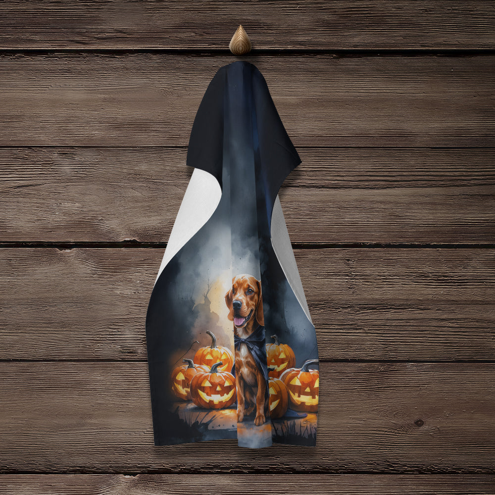 Vizsla Puppy Halloween Kitchen Towel Velour Plush Front and Cotton Loop Back Machine Washable