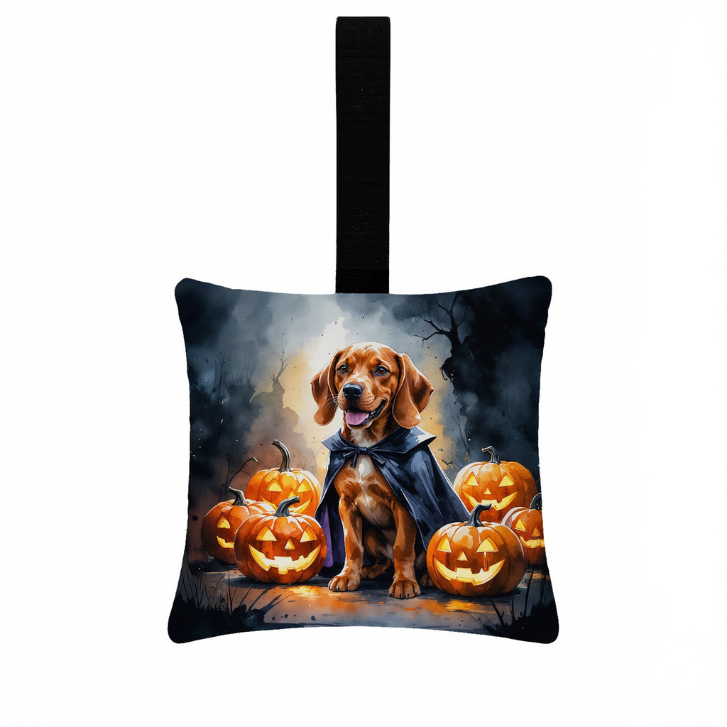 Vizsla Puppy Halloween Hanging Square Fabric Ornament 3.5 × 3.5 Decorative Door-Knob & Tree Hanger, Soft Fabric