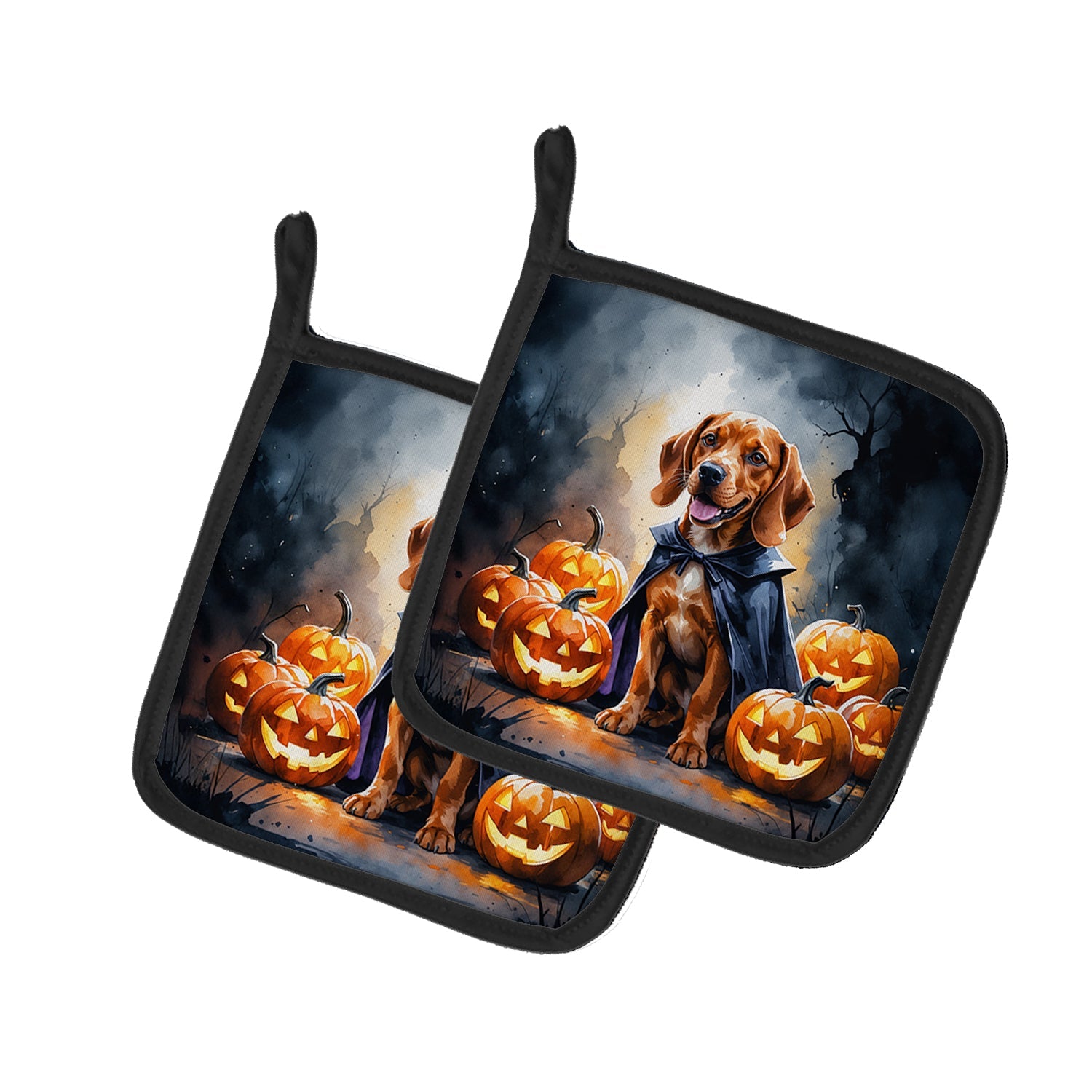 Vizsla Puppy Halloween Pot Holder Set of 2 Heat Resistant Quilted Hot Pads 7.5 x 7.5 Inch, Insulated Kitchen Trivets for Cooking & Baking