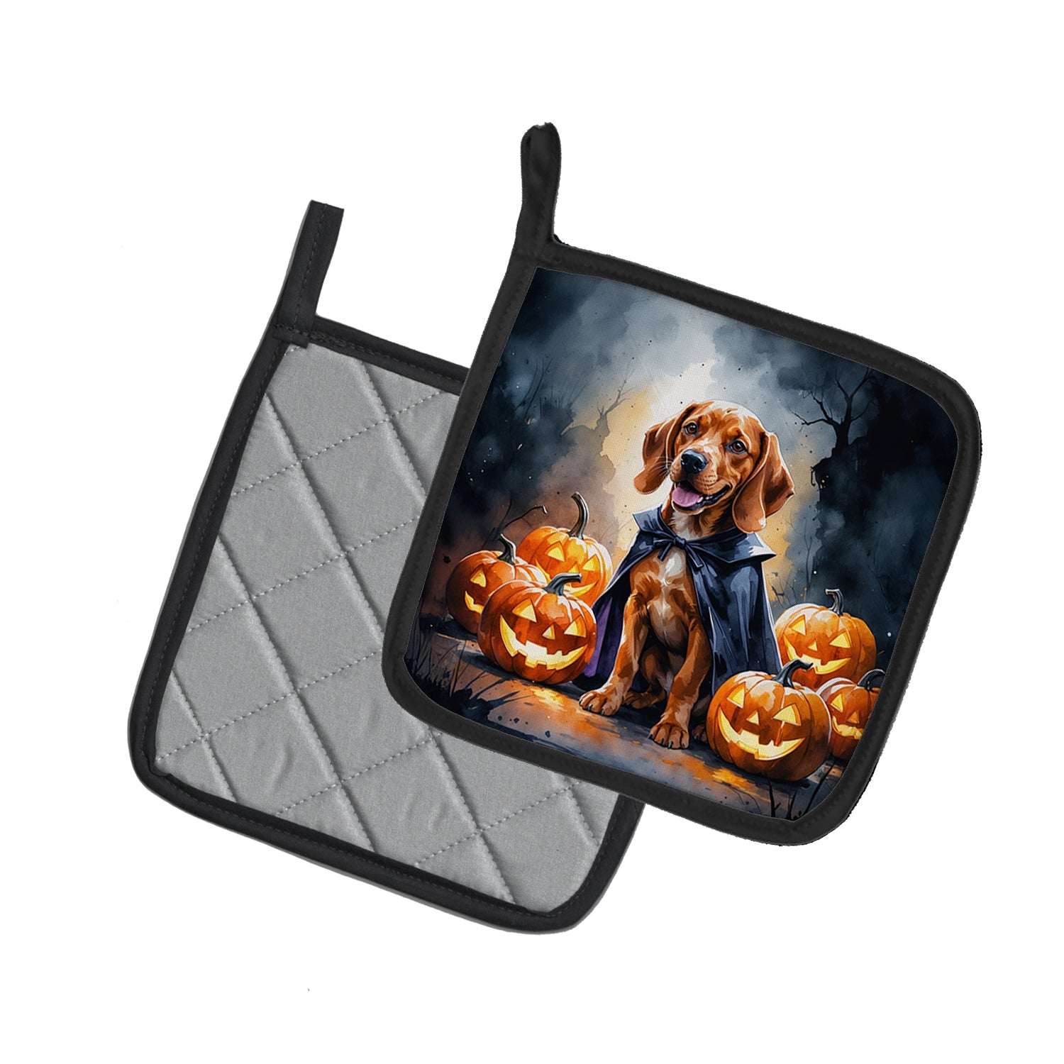 Vizsla Puppy Halloween Pot Holder Set of 2 Heat Resistant Quilted Hot Pads 7.5 x 7.5 Inch, Insulated Kitchen Trivets for Cooking & Baking