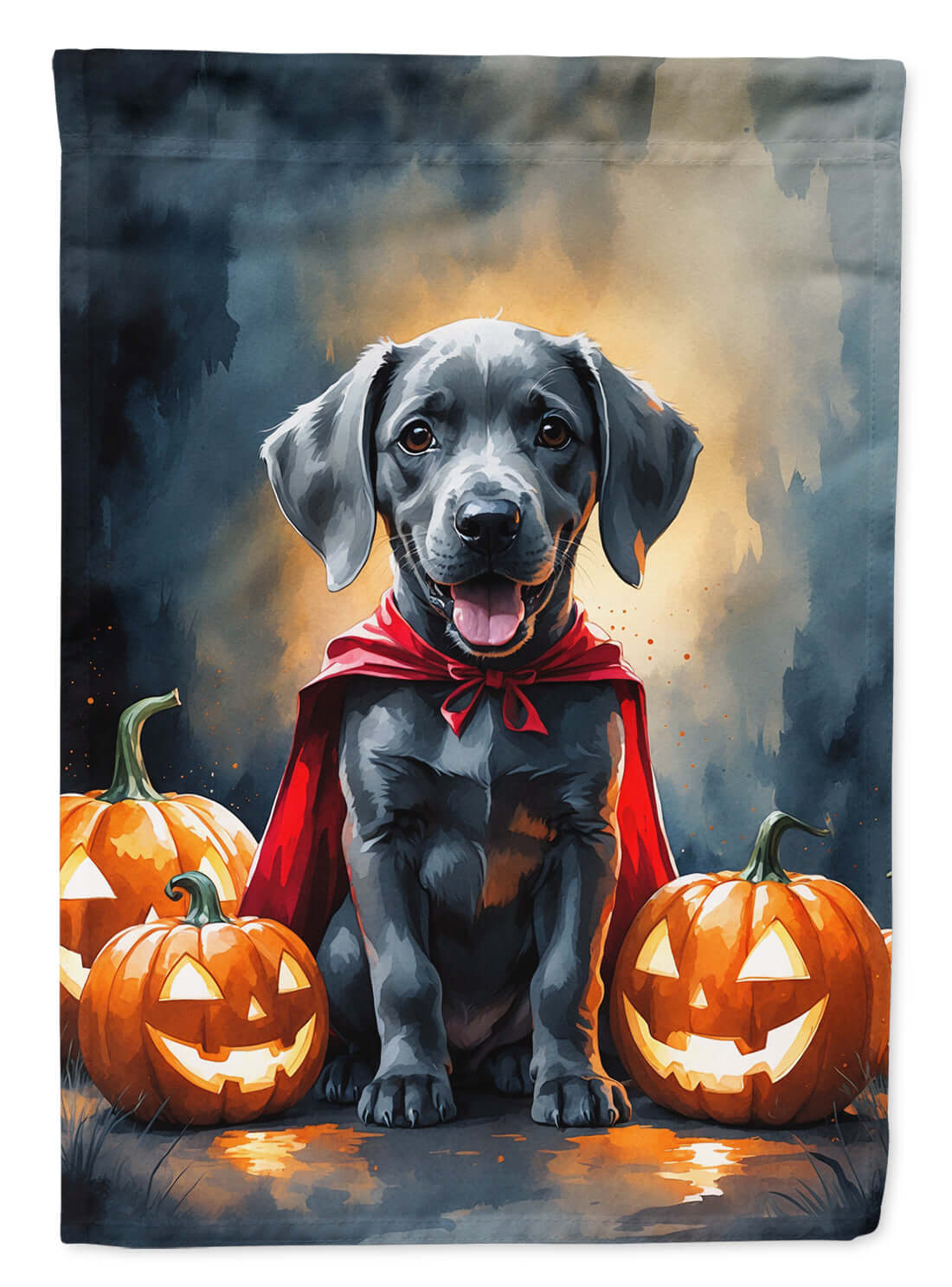 Weimaraner Puppy Halloween House Flag 28x40 Porch Sleeve Pole Decorative Outside Yard Banner Artwork Wall Hanging, Polyester