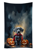 Weimaraner Puppy Halloween Kitchen Towel Velour Plush Front and Cotton Loop Back Machine Washable
