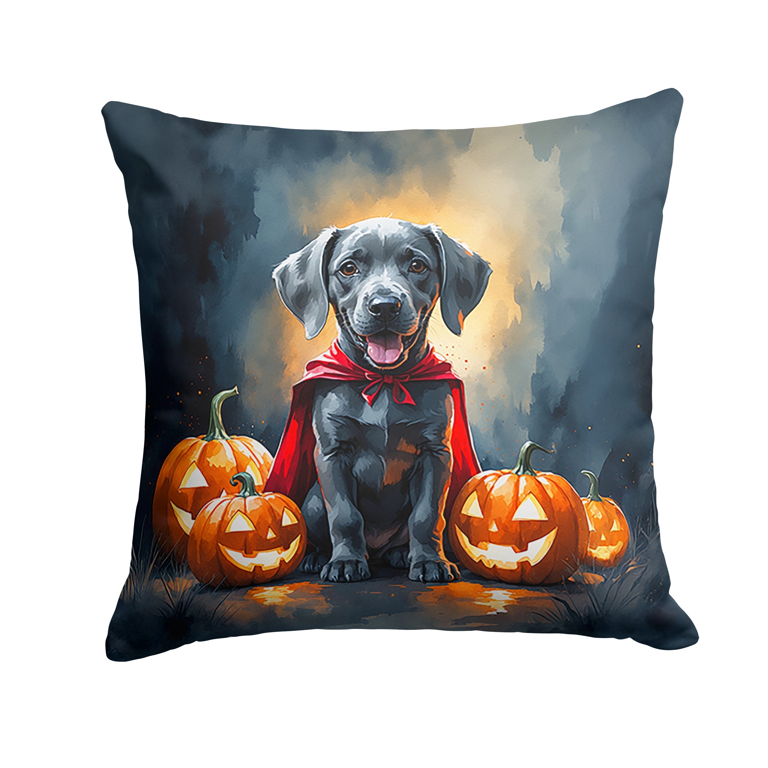 Weimaraner Puppy Halloween Decorative Throw Pillow 14x14 Indoor Outdoor Accent Cushion, Fabric Cover with Insert for Sofa, Bed, Porch & Living Room