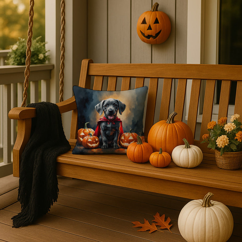 Weimaraner Puppy Halloween Decorative Throw Pillow 14x14 Indoor Outdoor Accent Cushion, Fabric Cover with Insert for Sofa, Bed, Porch & Living Room