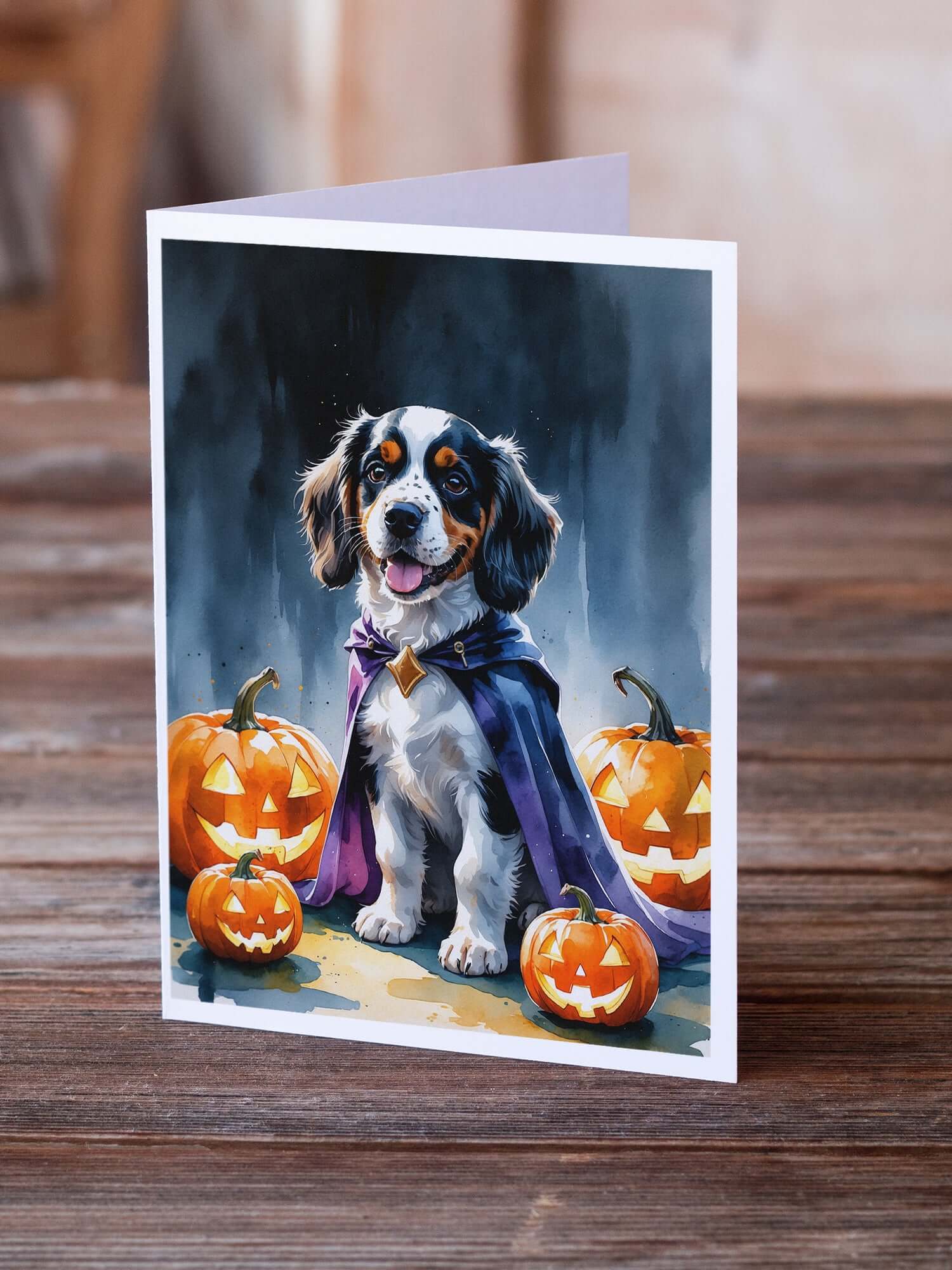 Welsh Springer Spaniel Puppy Halloween Greeting Cards Pack of 8 Blank Cards with Envelopes Whimsical A7 Size 5x7