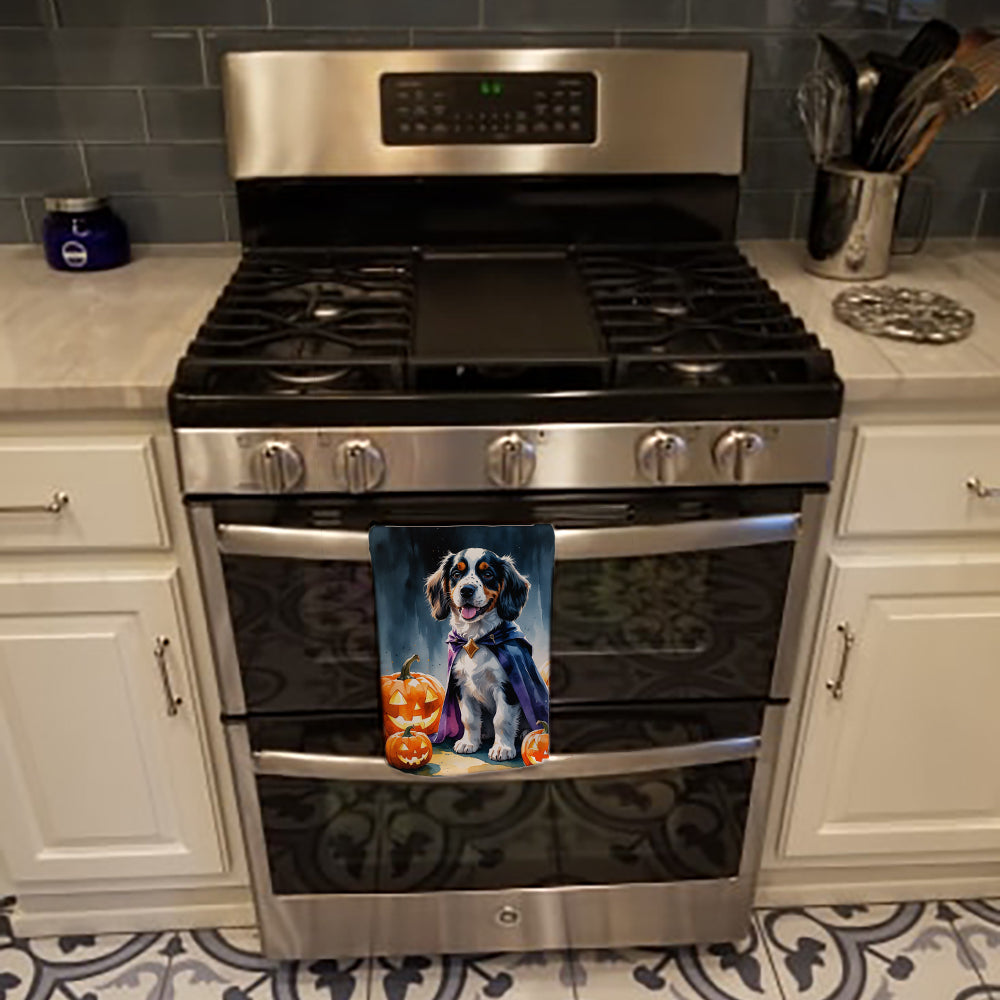 Welsh Springer Spaniel Puppy Halloween Kitchen Towel Velour Plush Front and Cotton Loop Back Machine Washable