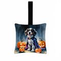 Welsh Springer Spaniel Puppy Halloween Hanging Square Fabric Ornament 3.5 × 3.5 Decorative Door-Knob & Tree Hanger, Soft Fabric