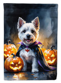 Westie Spaniel Puppy Halloween House Flag 28x40 Porch Sleeve Pole Decorative Outside Yard Banner Artwork Wall Hanging, Polyester