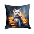 Westie Spaniel Puppy Halloween Decorative Throw Pillow 14x14 Indoor Outdoor Accent Cushion, Fabric Cover with Insert for Sofa, Bed, Porch & Living Room