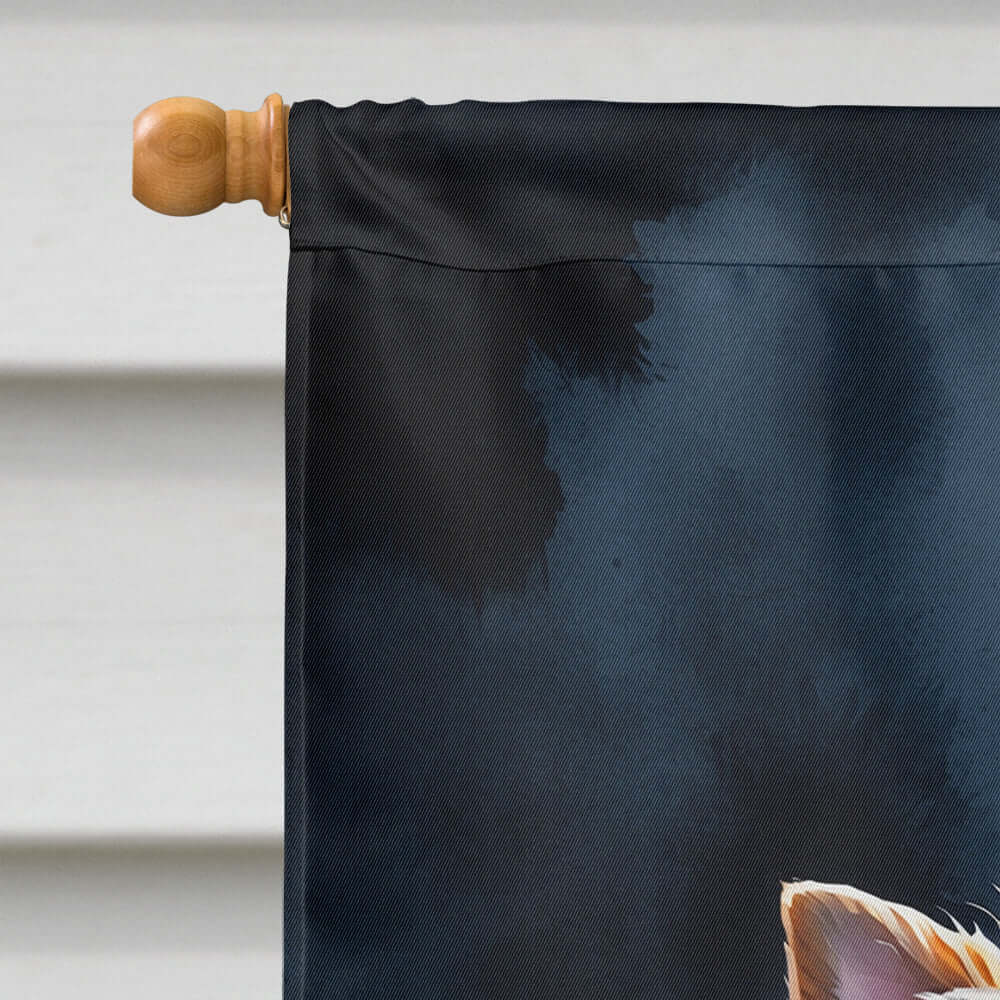 Yorkshire Terrier Puppy Halloween House Flag 28x40 Porch Sleeve Pole Decorative Outside Yard Banner Artwork Wall Hanging, Polyester