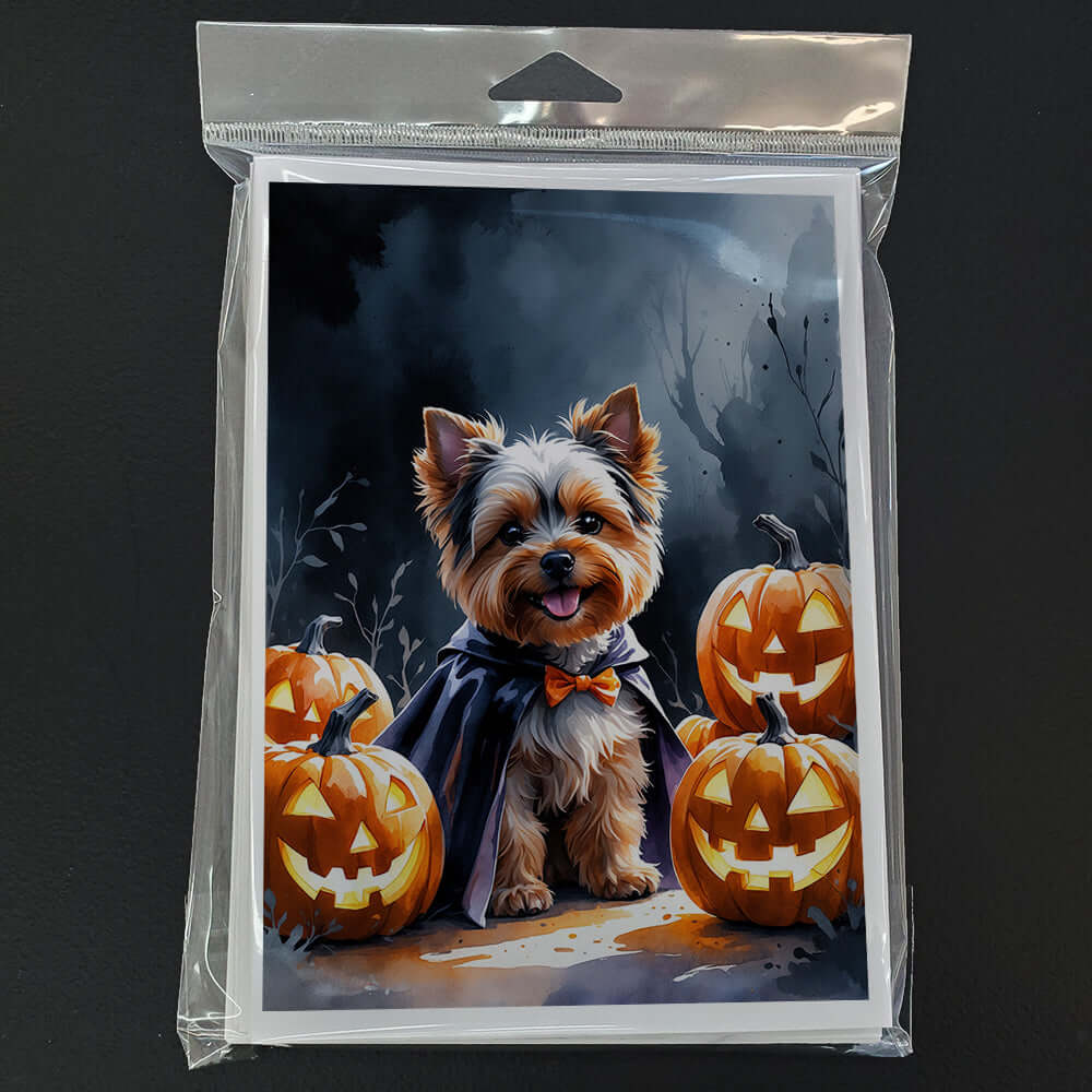 Yorkshire Terrier Puppy Halloween Greeting Cards Pack of 8 Blank Cards with Envelopes Whimsical A7 Size 5x7