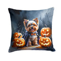Yorkshire Terrier Puppy Halloween Decorative Throw Pillow 18x18 Indoor Outdoor Accent Cushion, Fabric Cover with Insert for Sofa, Bed, Porch & Living Room