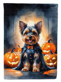 Yorkshire Terrier Yorkie Puppy Halloween House Flag 28x40 Porch Sleeve Pole Decorative Outside Yard Banner Artwork Wall Hanging, Polyester