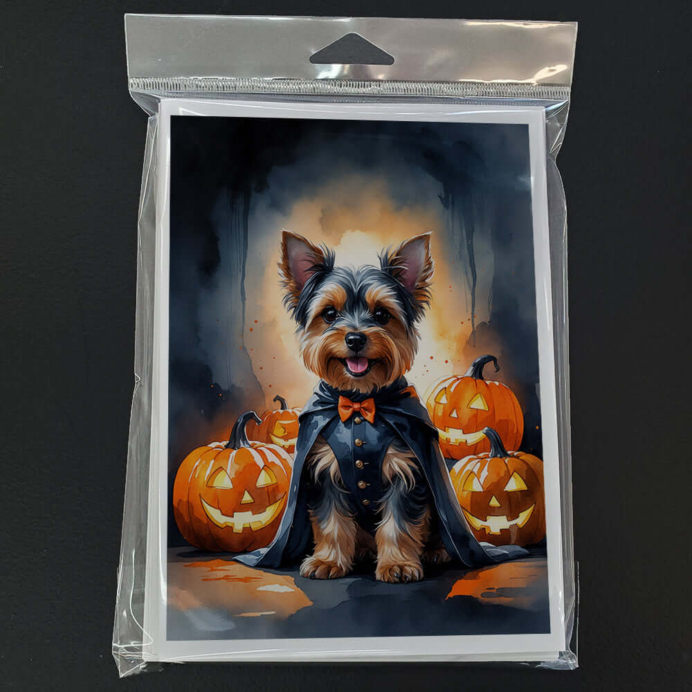 Yorkshire Terrier Yorkie Puppy Halloween Greeting Cards Pack of 8 Blank Cards with Envelopes Whimsical A7 Size 5x7
