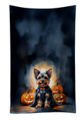Yorkshire Terrier Yorkie Puppy Halloween Kitchen Towel Velour Plush Front and Cotton Loop Back Machine Washable