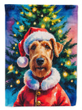 Airedale Terrier Christmas House Flag 28x40 Porch Sleeve Pole Decorative Outside Yard Banner Artwork Wall Hanging, Polyester