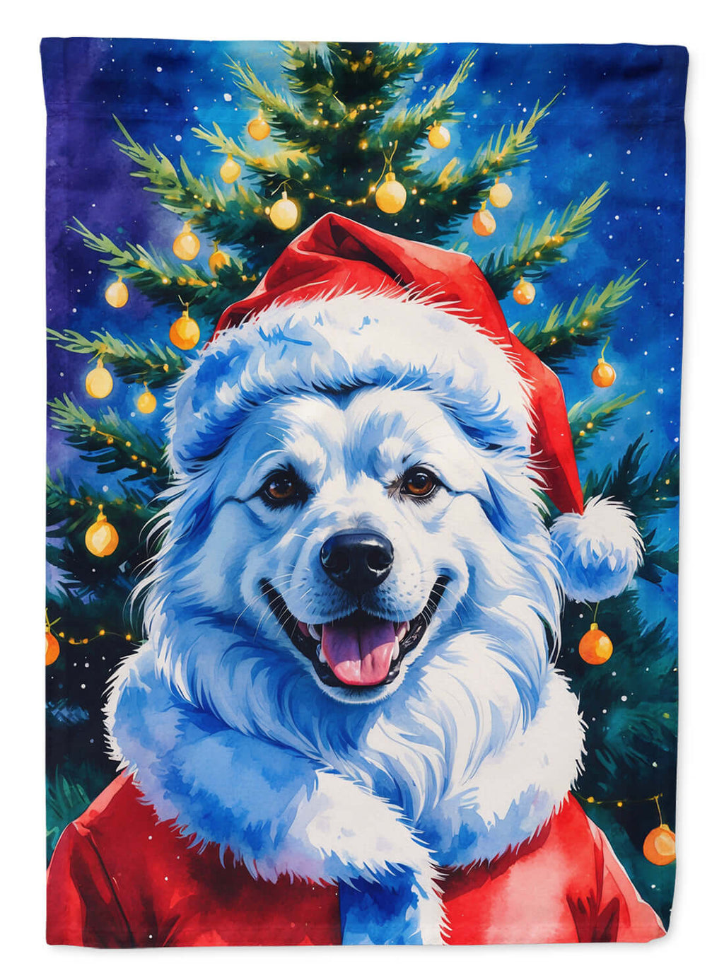 American Eskimo Christmas House Flag 28x40 Porch Sleeve Pole Decorative Outside Yard Banner Artwork Wall Hanging, Polyester
