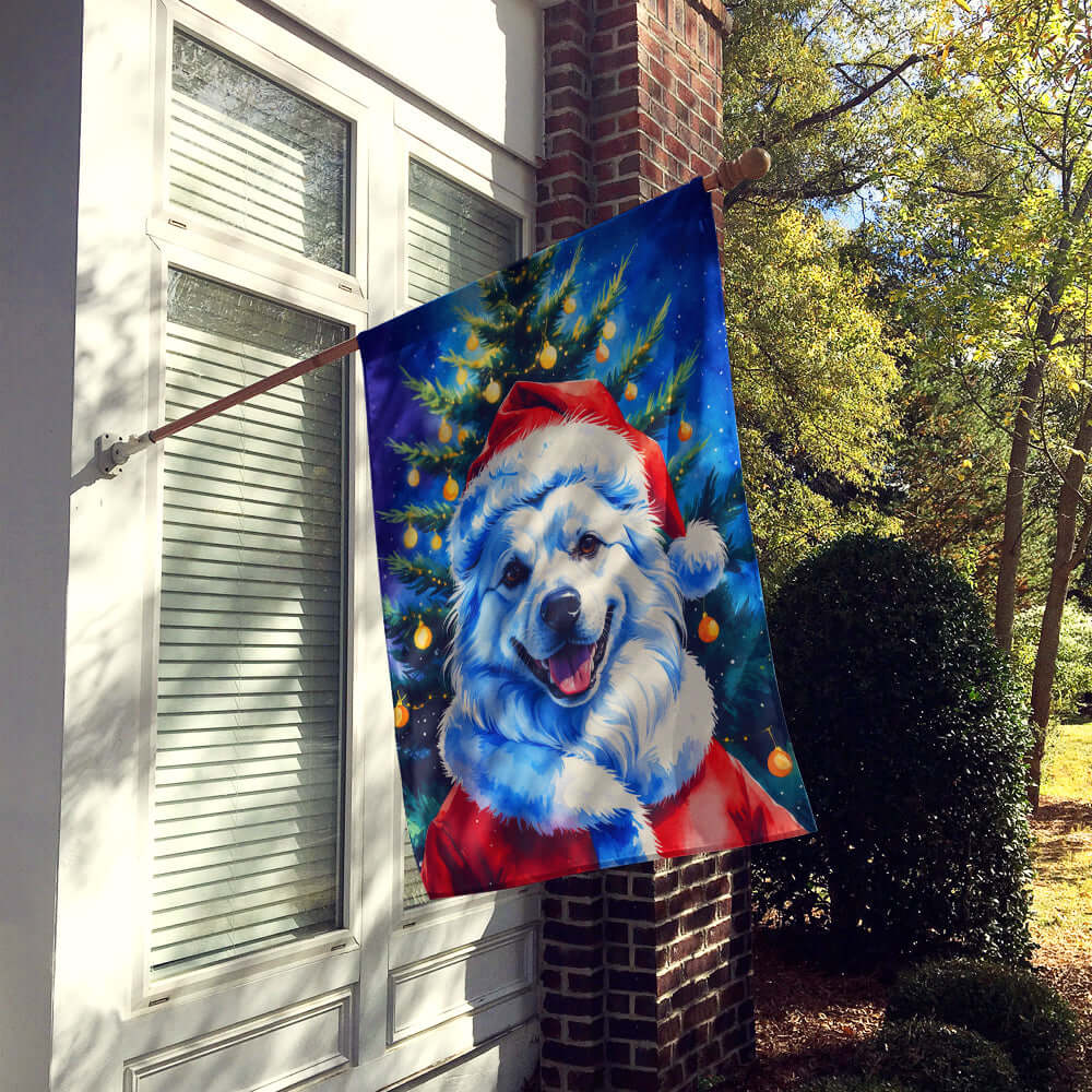 American Eskimo Christmas House Flag 28x40 Porch Sleeve Pole Decorative Outside Yard Banner Artwork Wall Hanging, Polyester