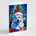 American Eskimo Christmas Greeting Cards Pack of 8 Blank Cards with Envelopes Whimsical A7 Size 5x7