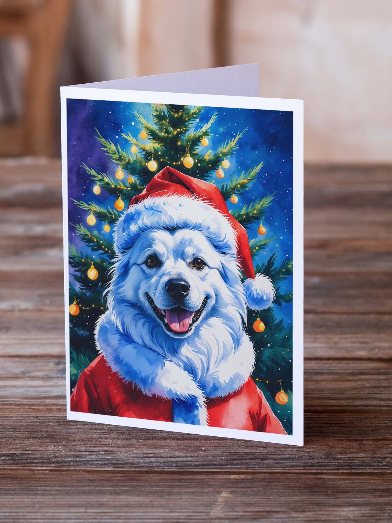 American Eskimo Christmas Greeting Cards Pack of 8 Blank Cards with Envelopes Whimsical A7 Size 5x7